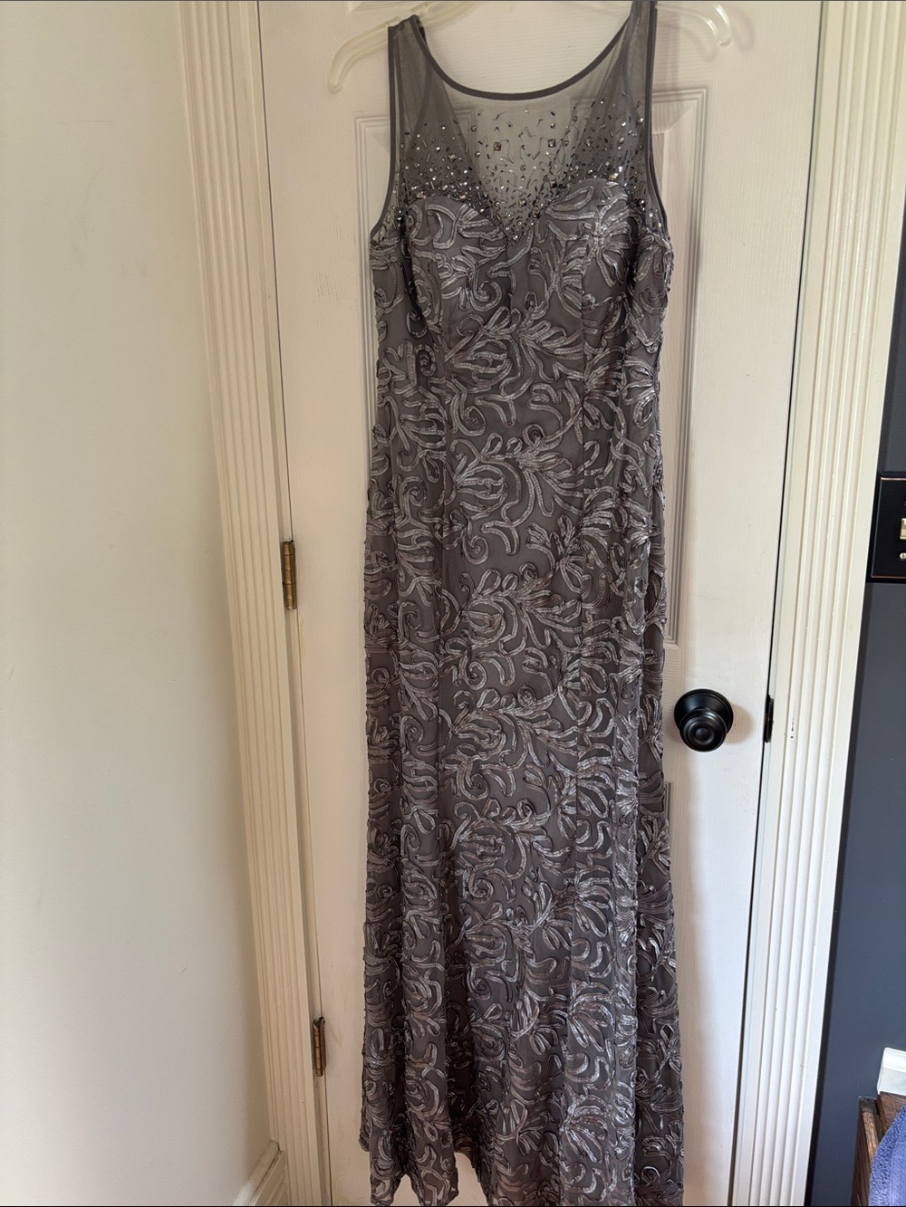 Embellished Sleeveless Maxi Dress in Gray